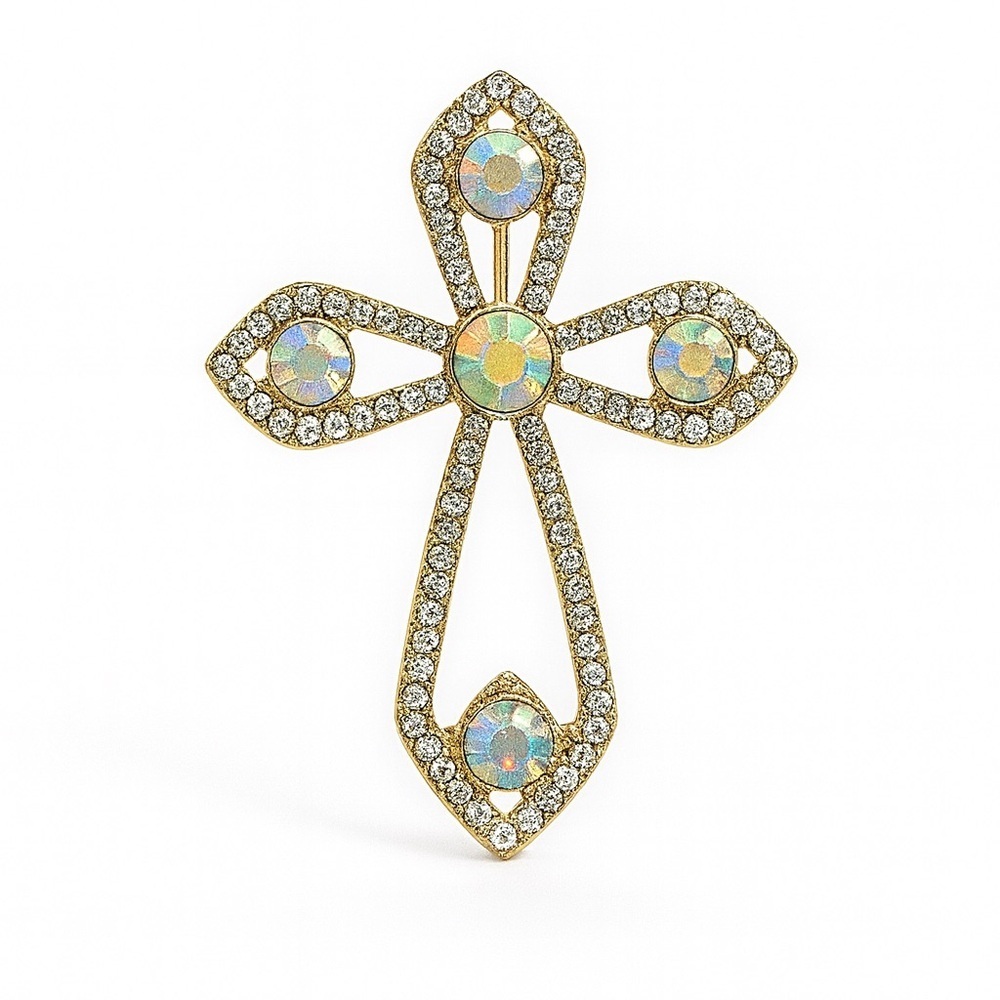 ⚜️ Elegant Gold and Silver Cross Brooch